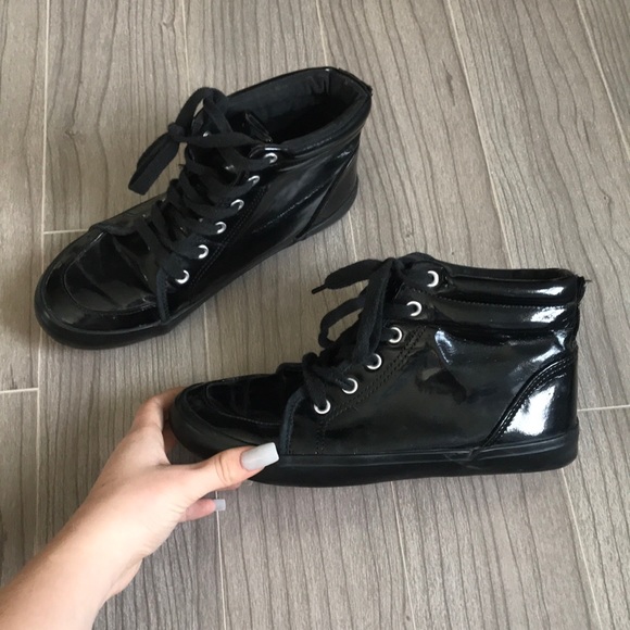 H&M Shoes - Shiny Black Metallic Sneakers